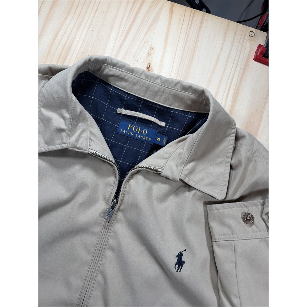 Polo Ralph Lauren Mens Bi-Swing Windbreaker Jacket tan khaki Harrington Sz XL